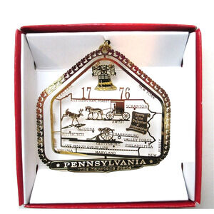 Pennsylvania State Brass Ornament - Liberty Bell, Pittsburgh, Philadelphia